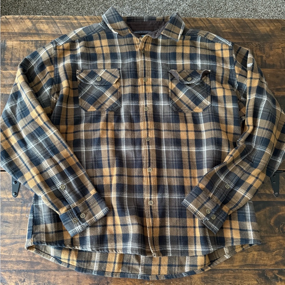 Kuhl Men's Plaid Button Down Shirt - Black and Tan
